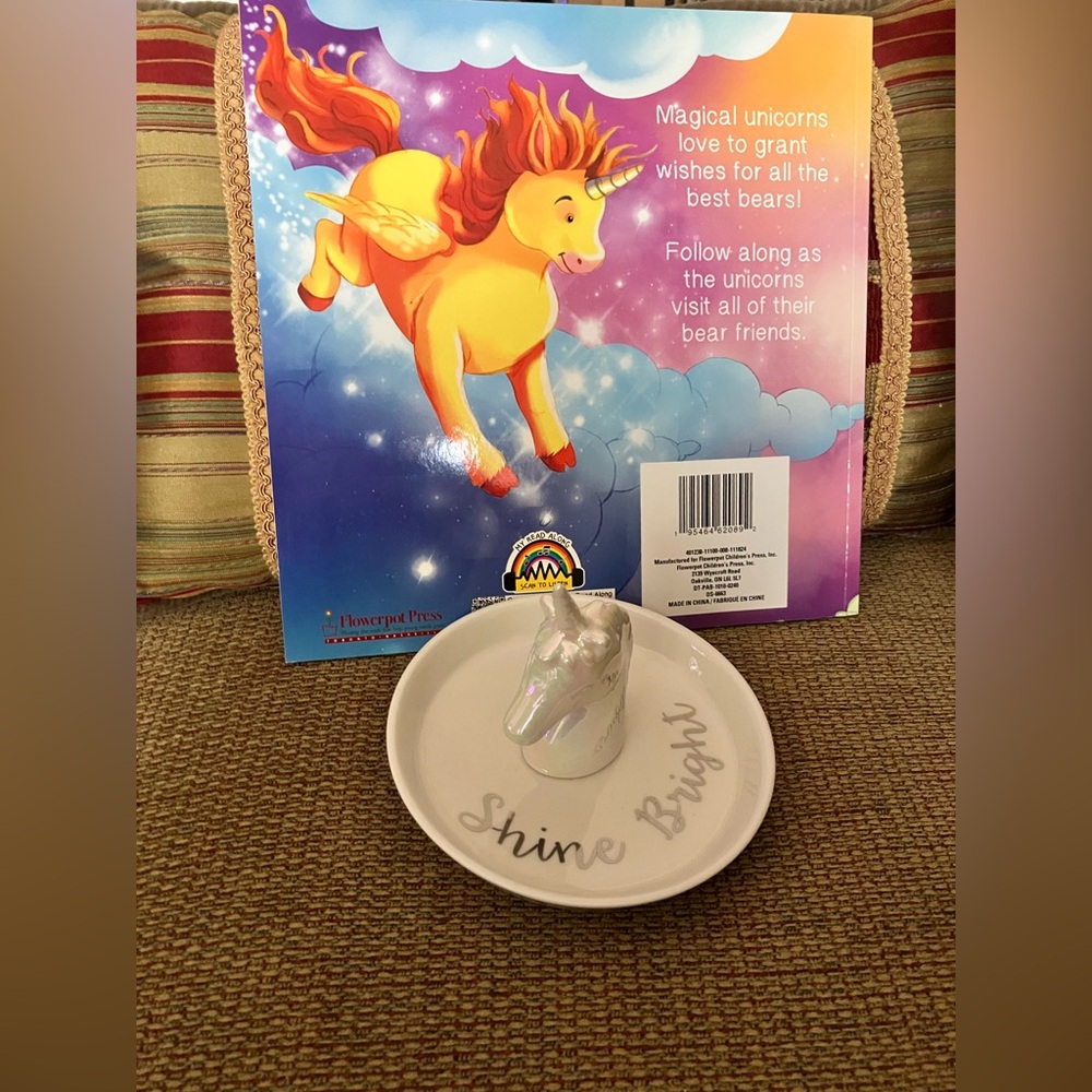 NWT Iridescent Shine Bright Unicorn Jewelry Organizer & A Unicorn Wishes Book.